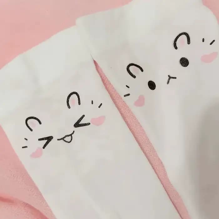 JK – chaussettes longues en forme de patte de chat, imprimées blanches, Expression Harajuku, bas hauts au-dessus du genou, chaussettes de Cosplay japonaises