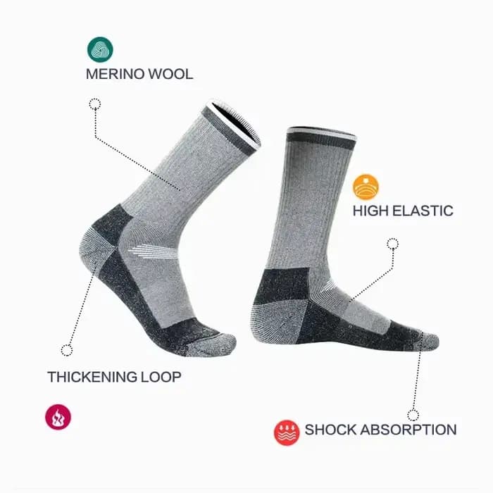 Chaussettes thermiques épaisses et respirantes en laine mérinos pour hommes et femmes