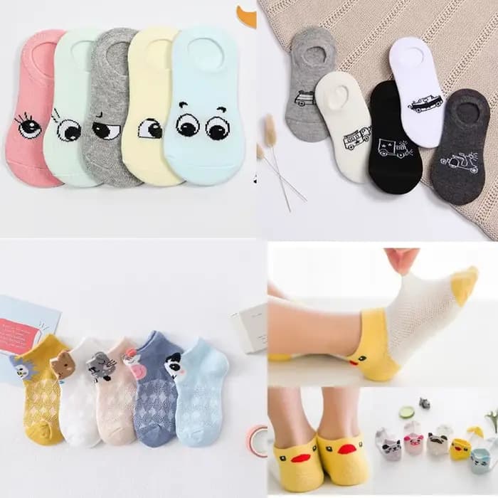 Chaussettes de bateau invisibles pour enfants, dessin animé, garçons, filles, voiture, grands yeux, combinaison, printemps, été
