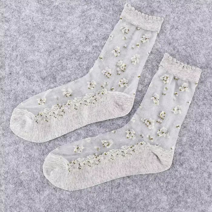 Chaussettes courtes en soie de verre transparente