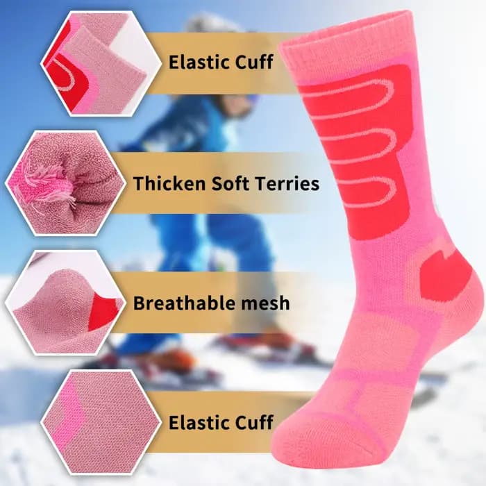 Chaussettes de ski thermiques chaudes pour enfants