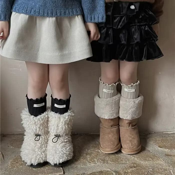 12 couleurs princesse filles froufrous chaussette à volants genou haut côtelé enfants coton chaussettes infantile bébé