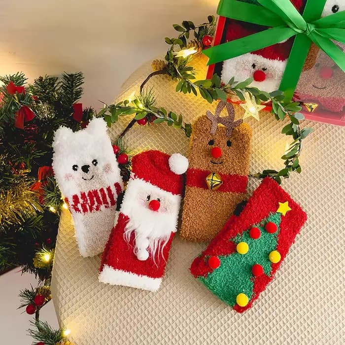 Art Jacquard thème de noël épais velours équipage chaussettes livraison directe femmes hiver chaud père