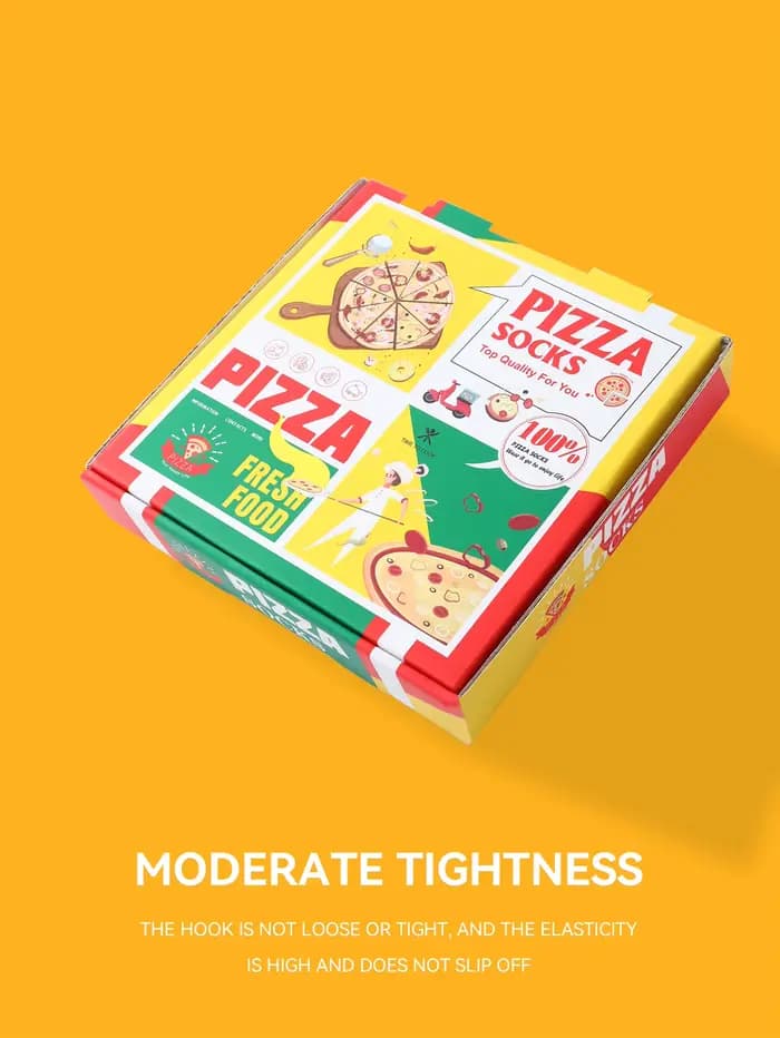4 paires de chaussettes unisexes coupe moyenne pizza avec un roman et un cadeau de vacances créatif et original intéressant