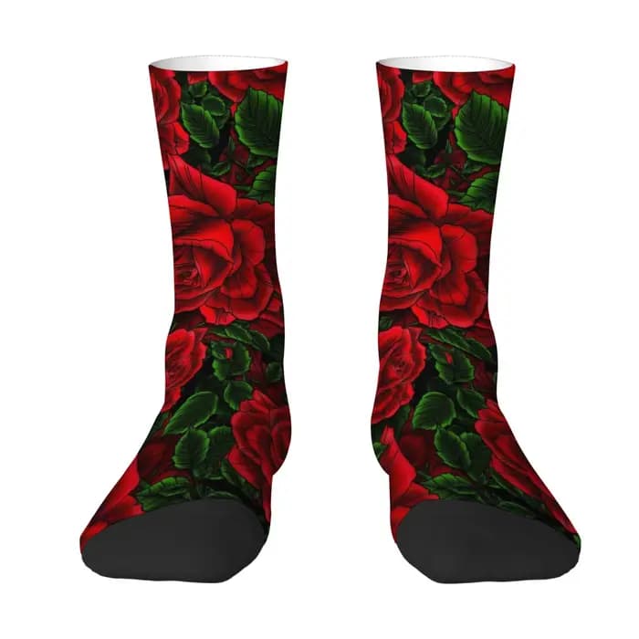 Chaussettes rétro romantiques à motif de roses pour hommes