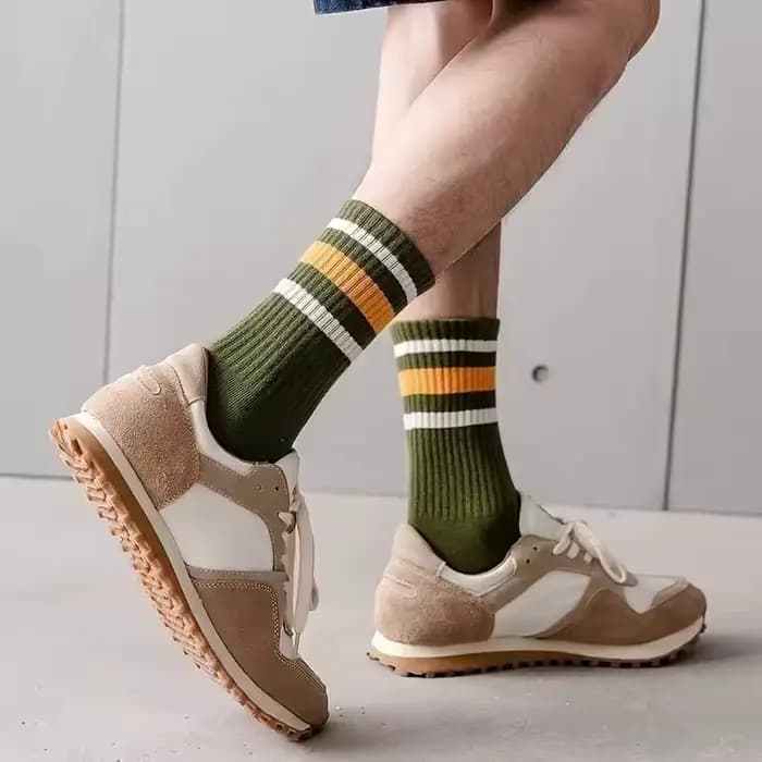 5 paires de chaussettes décontractées à rayures colorées pour hommes