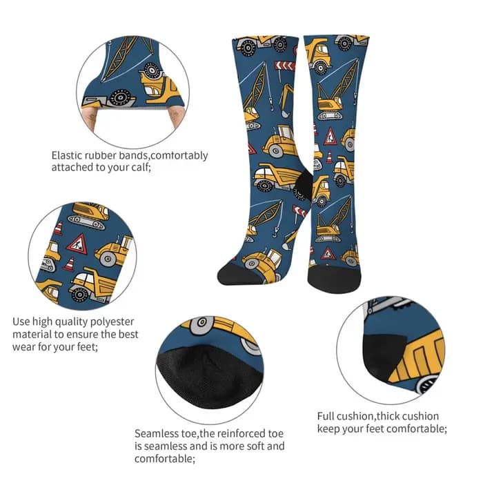 Chaussettes de dessin animé sur le thème de la Construction de routes
