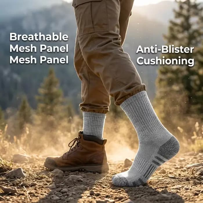 Chaussettes de randonnée respirantes anti-ampoules en maille pour hommes