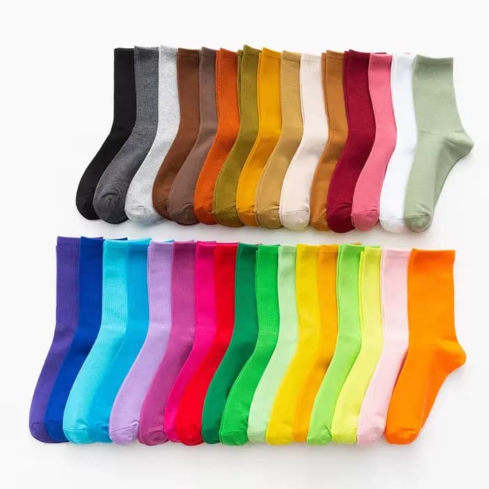 Chaussettes de sport en coton pour femmes et garçons, 31 couleurs, à la mode, pour course à pied, cyclisme, style coréen, bas à Tube moyen, amples, bonneterie