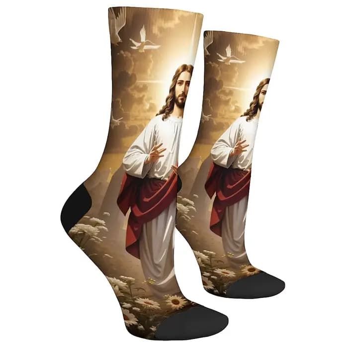Chaussettes de mode pour hommes thème de la renaissance du Christ jésus Hip Hop rétro