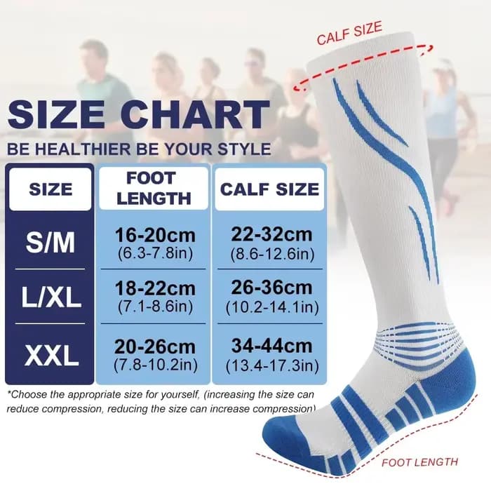 1 paire de chaussettes de sport à haute compression pour hommes et femmes