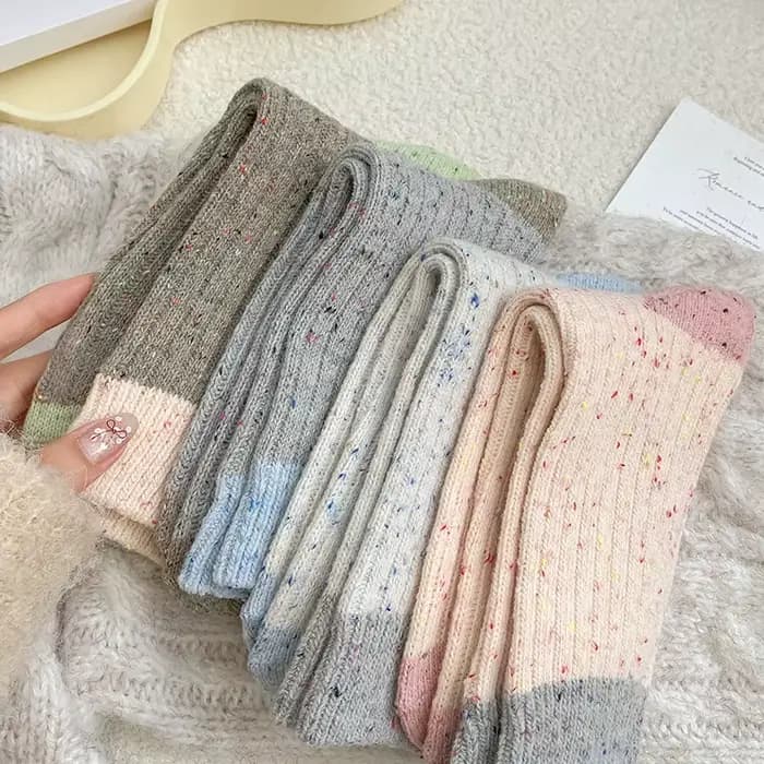 Chaussettes en laine douce pour femmes, optique, rayures, document bonbon, mode coréenne, chaud, nouveauté, doux, décontracté, hiver, automne, nouveau