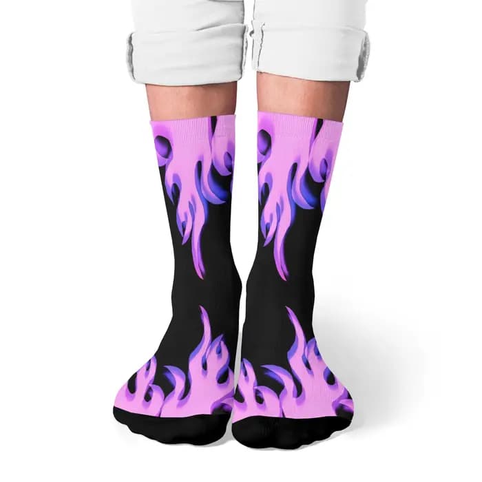 Chaussettes personnalisées à imprimé flamme pour hommes