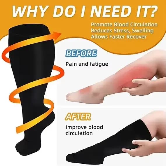 Chaussettes de Compression grande taille 2XL-4XL pour femmes et hommes