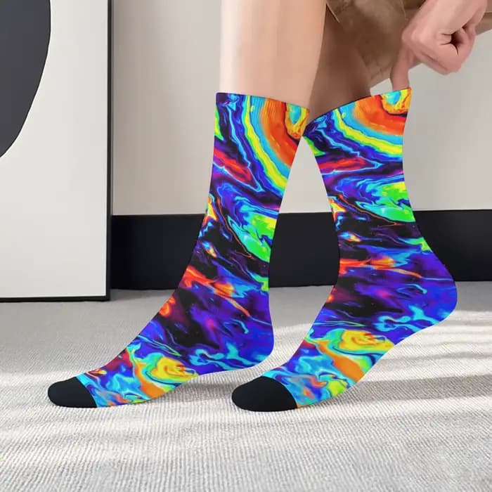 Chaussettes psychédéliques arc-en-ciel pour hommes