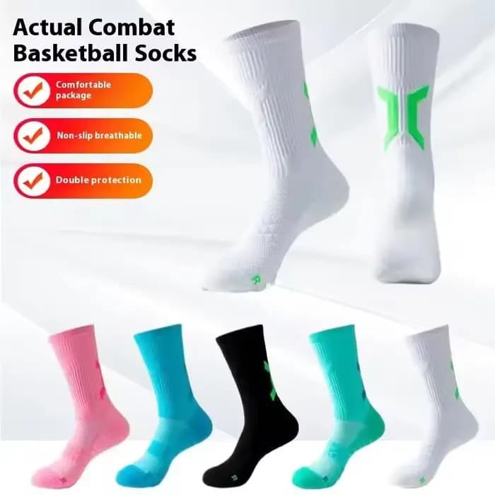 Men's Thick Cushioned Basketball Socks Anti-slip Breathable Athletic Crew