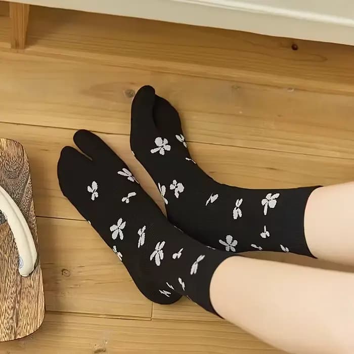 3/5 paires de chaussettes mi-mollet en coton à orteils séparés