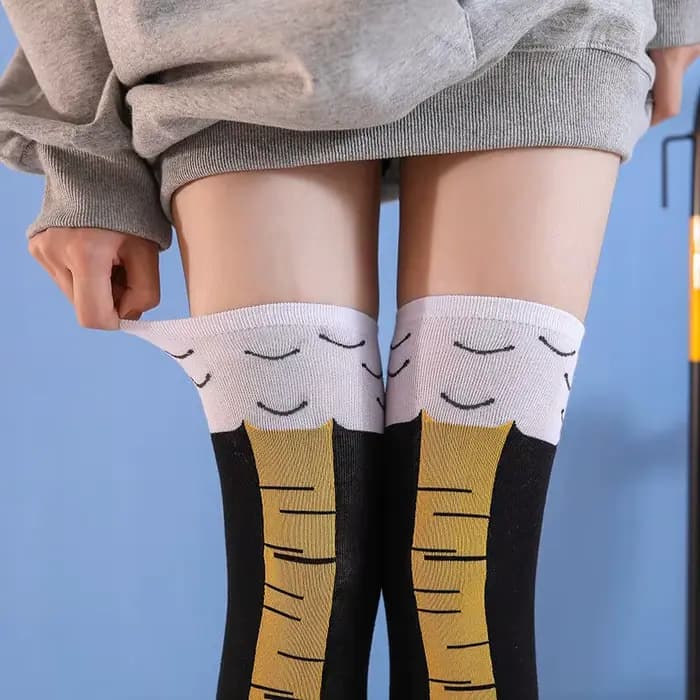 1/2 paires de chaussettes longues à tube inspirées des pieds de poulet adorables et humoristiques avec une personnalité unique pour les personnes handicapées à la mode