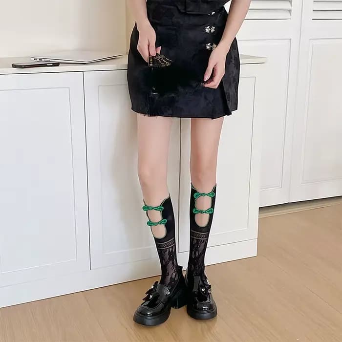 Chaussettes mi-tube en maille de dentelle fine et douce pour femmes