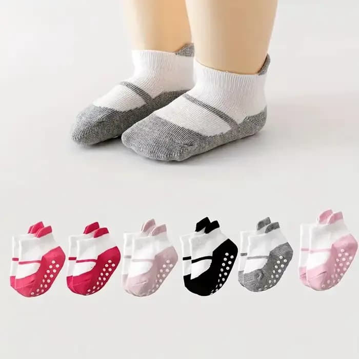 6 paires de chaussettes adhésives antidérapantes pour enfants