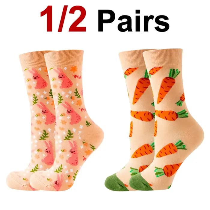 1/2 paires de chaussettes tricotées en coton à col rond