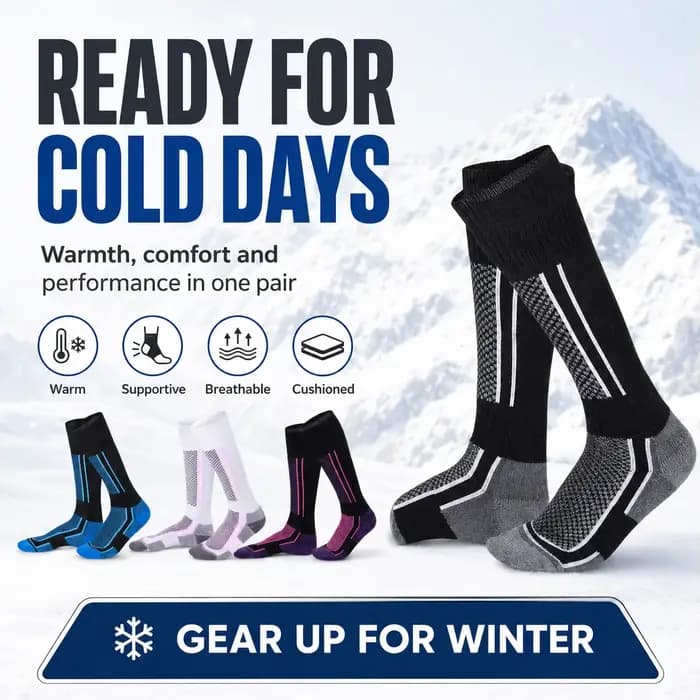 Chaussettes de ski thermiques à compression pour l'hiver