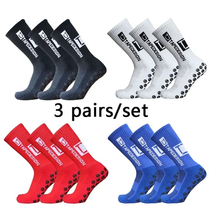 Chaussettes de football anti-aldes pour hommes et femmes, chaussettes de sport de plein air, chaussettes de yoga, chaussettes de football Grip, 3 paires