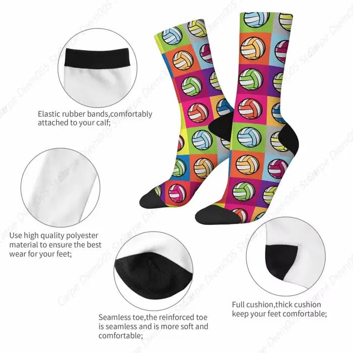 Chaussettes colorées à carreaux pour hommes et femmes, volley-ball, athlétique, équipage, cool, mignon, élan, drôle, sport, nouveauté