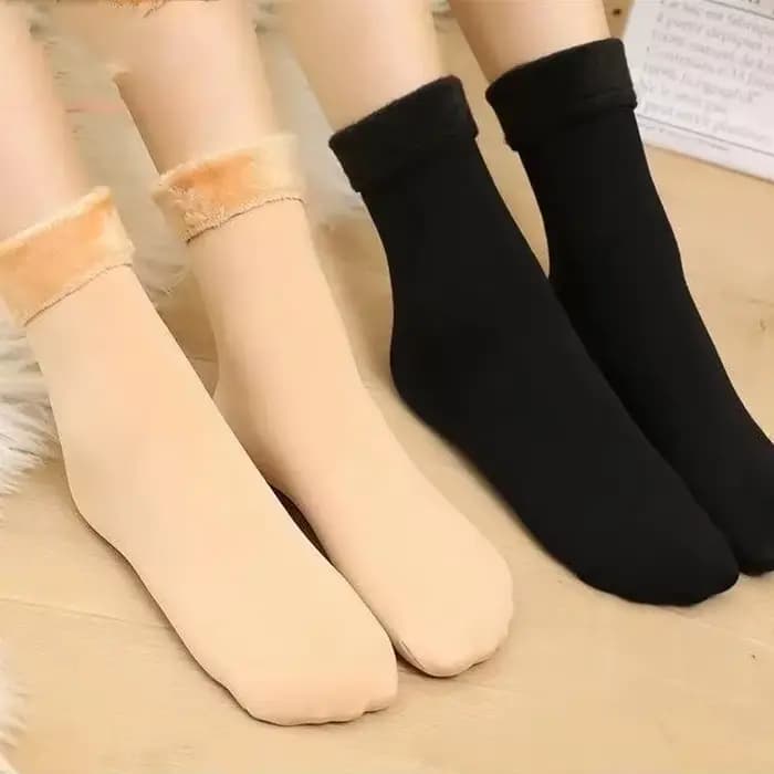 Chaussettes de neige d'hiver pour femmes et hommes, Tube moyen épais en velours, couleur unie, chaussettes de sommeil thermiques en cachemire