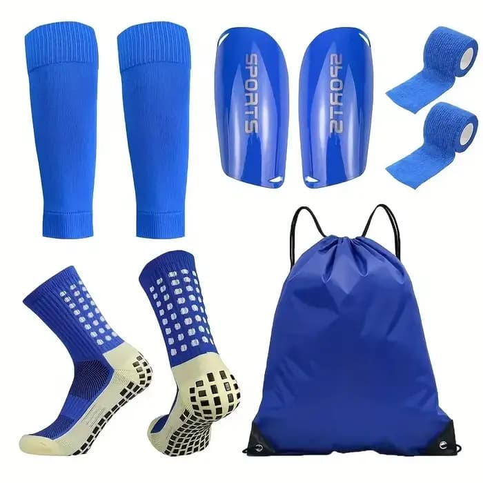 Ensemble de 5 pièces de chaussettes de football pour sports de plein air + protège-tibia +
