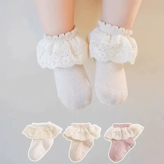 Chaussettes en dentelle de coton pour nouveau-né fille