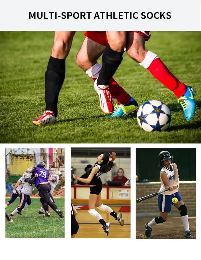 Chaussettes de Football à rayures blanches et noires pour hommes