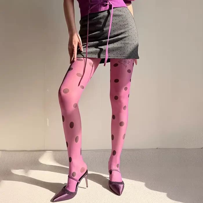 Collants à pois pour femmes 30D ultra fins translucides