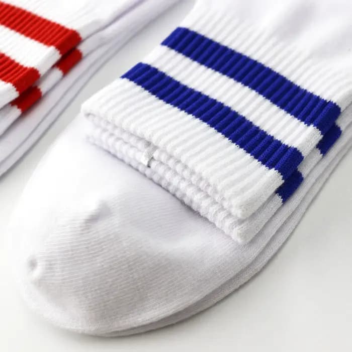Hommes chaussettes Vintage deux rayures sport Hip Hop athlétique blanc noir coton cheville