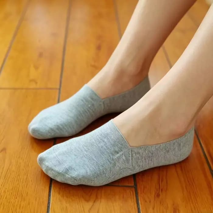 5 paires de chaussettes invisibles sans couture pour femmes, printemps-été, antidérapantes, en silicone, à coupe basse, couleur unie gris, style européen