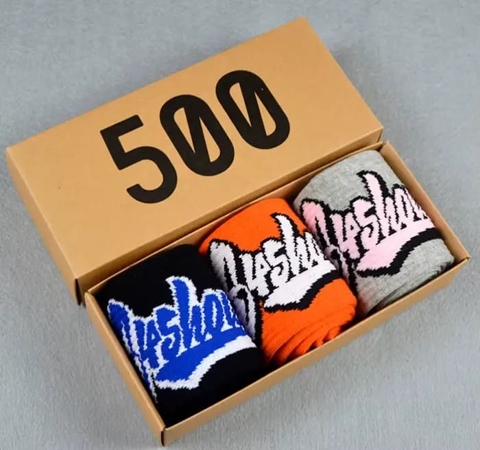 Chaussettes pour hommes 3 paires/boîte lettres colorées personnalité de rue sauvage drôle Hip Hop Couple mode