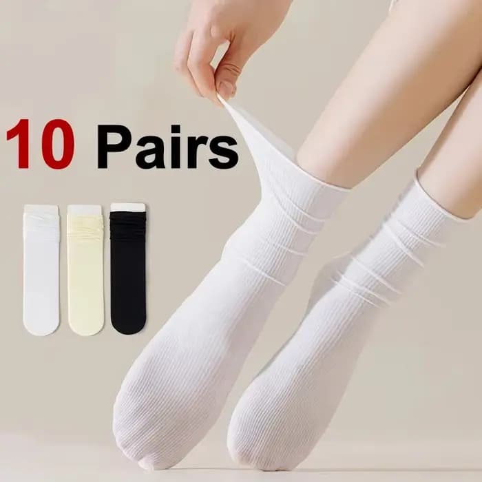 10 paires de chaussettes mi-longues pour femmes