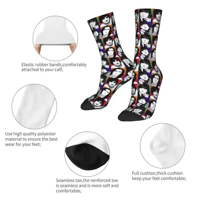 Chaussettes personnalisées The Beatle English Rock Band pour femmes et hommes, chaussettes chaudes imprimées en 3D, chaussettes de sport de football et de musique