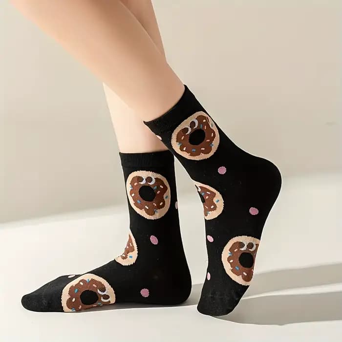 5 paires de chaussettes pour enfants de couleurs mélangées avec des motifs de hamburger et de frites mignons de dessin