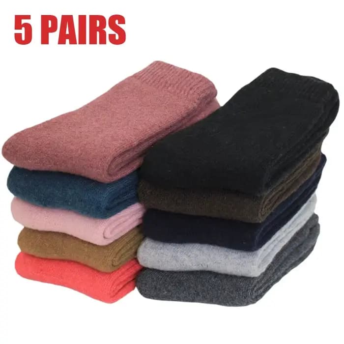 5 paires hiver Super plus épais chaussettes chaudes laine femmes