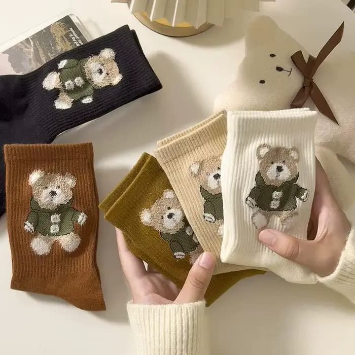 Femmes chaussettes coton imprimé Animal automne hiver dames chaussette Skarpetki Damskie Harajuku chaud mode ours