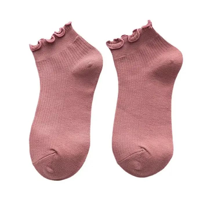 Chaussettes courtes à froufrous violettes pour femmes