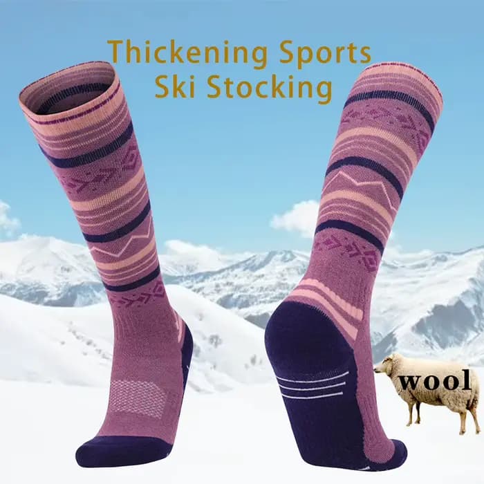 1 paire de chaussettes de Ski d'hiver en laine pour femmes