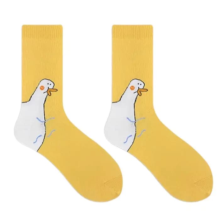 Chaussettes pour femmes Calcetines Mujer Hip Hop Funny White Harajuku Girls Cute Kawaii Cartoon Duck Print Japonais Style Gift Sox