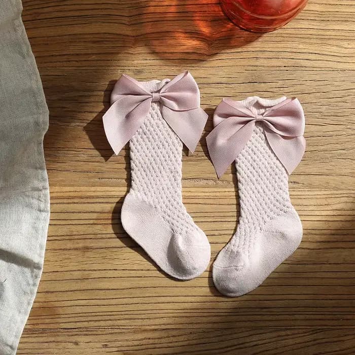 Chaussettes longues à gros nœud pour enfants