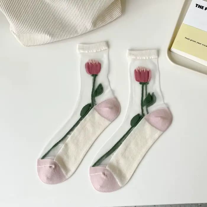Chaussettes en dentelle transparente respirante pour femmes
