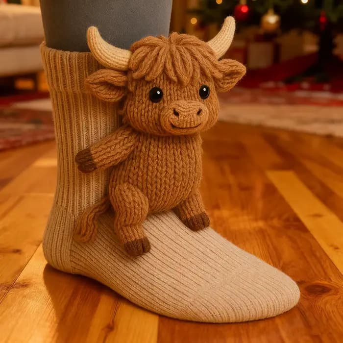 Chaussettes animaux tricotées 3D
