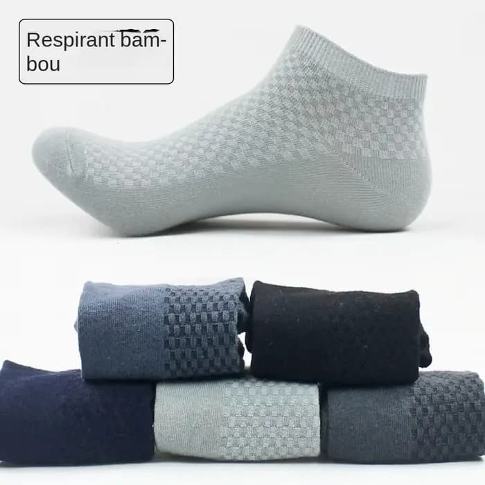 5 paires/lot hommes chaussettes en Fiber de bambou affaires courtes respirant cheville