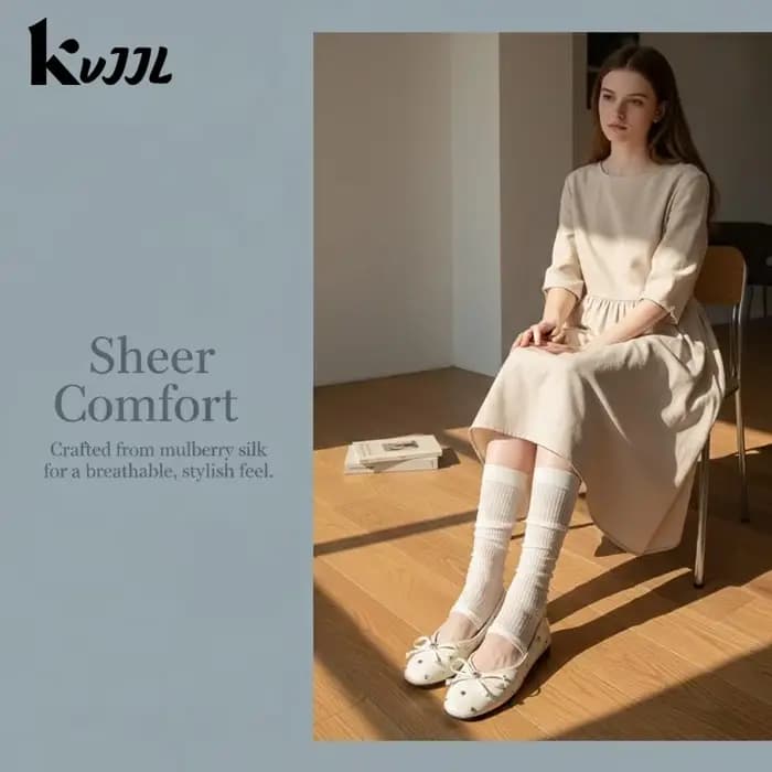 Chaussettes légères en maille de soie pour femmes