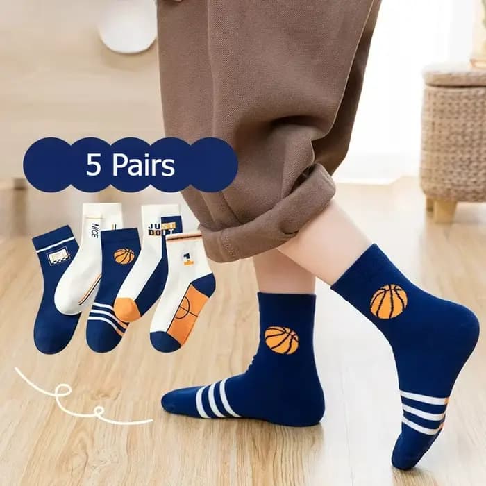 Lot de 5 paires de chaussettes en coton doux pour garçon